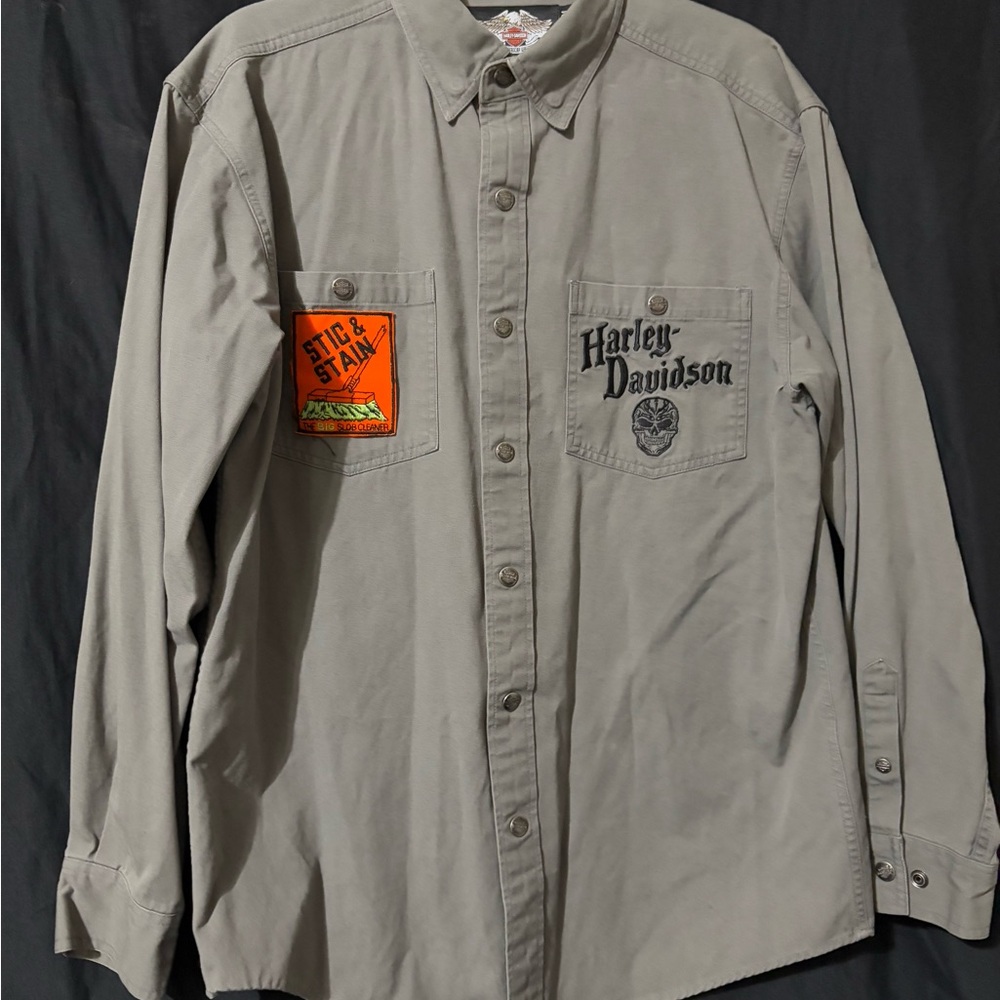 Harley-Davidson Gray Casual Button Down Shirt